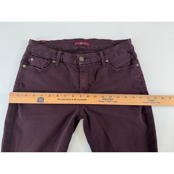 7 For All Mankind Women's Burgundy Skinny Ankle Jeans Size 31 - Picture 8 of 12